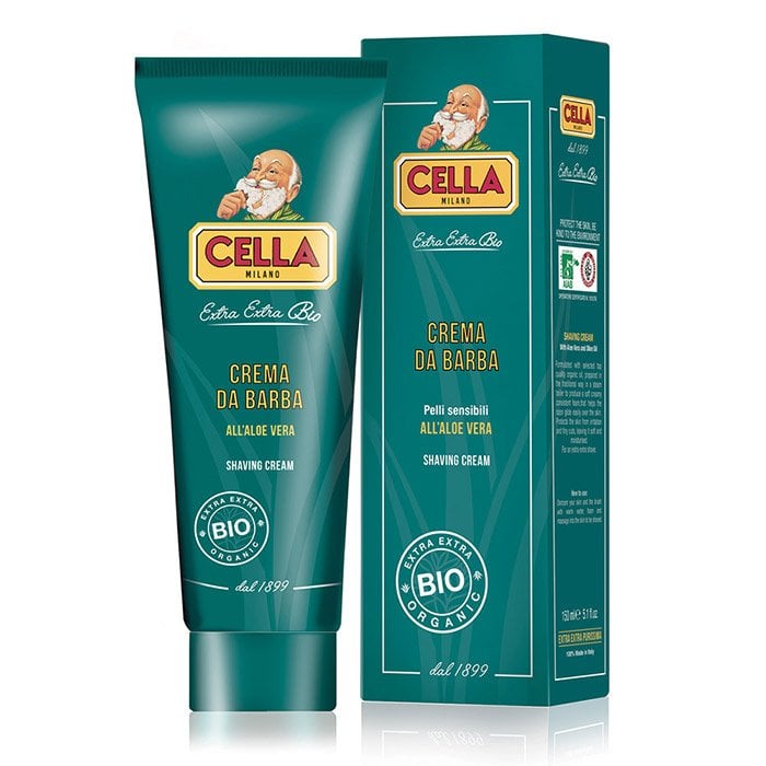 Cremă de ras organică în tub cu aloe vera Cella Milano 150ml 1 Cremă de ras organică în tub cu aloe vera Cella Milano 150ml